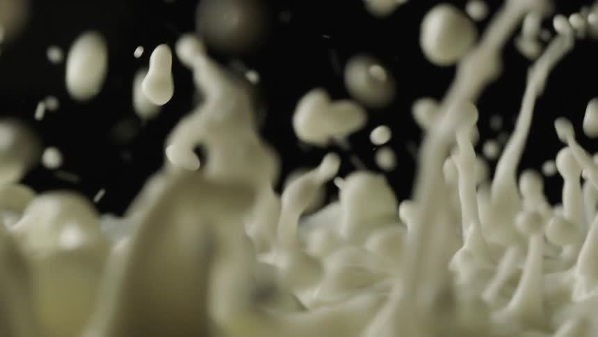 The milk vibrates and splashes around