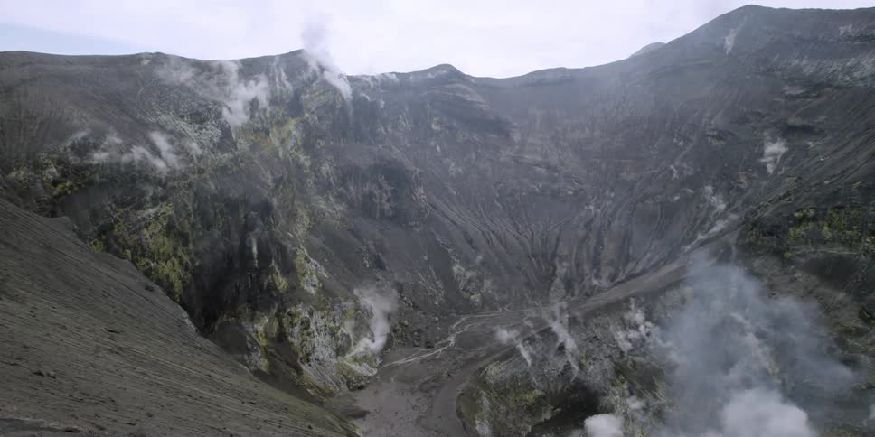 Volcano with smoke billowing out