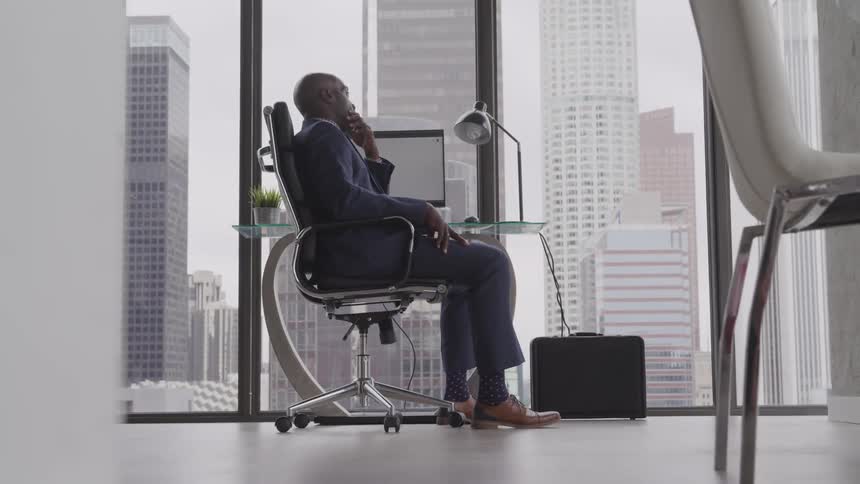 A ceo talks on the phone