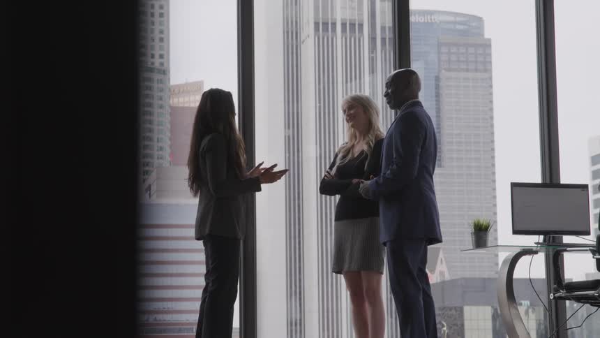 A group of employee with suit are having a meeting