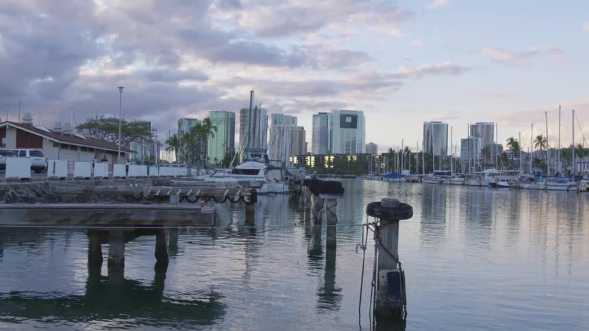 A scenery of a city from the river
