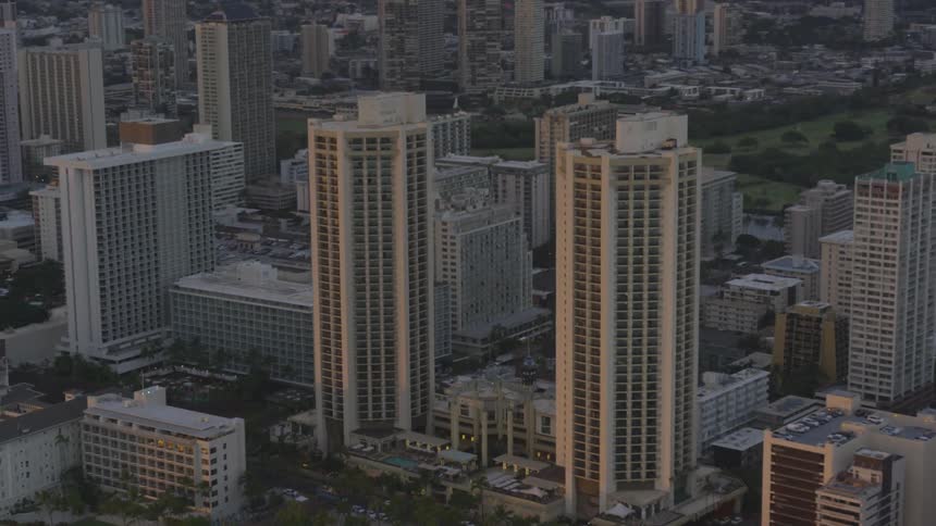 Aerial shot of a downtown area