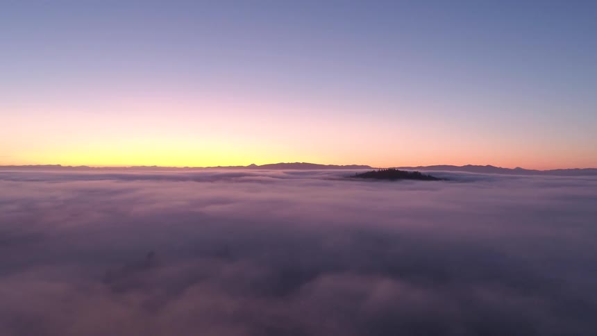 Fog covering the flat land