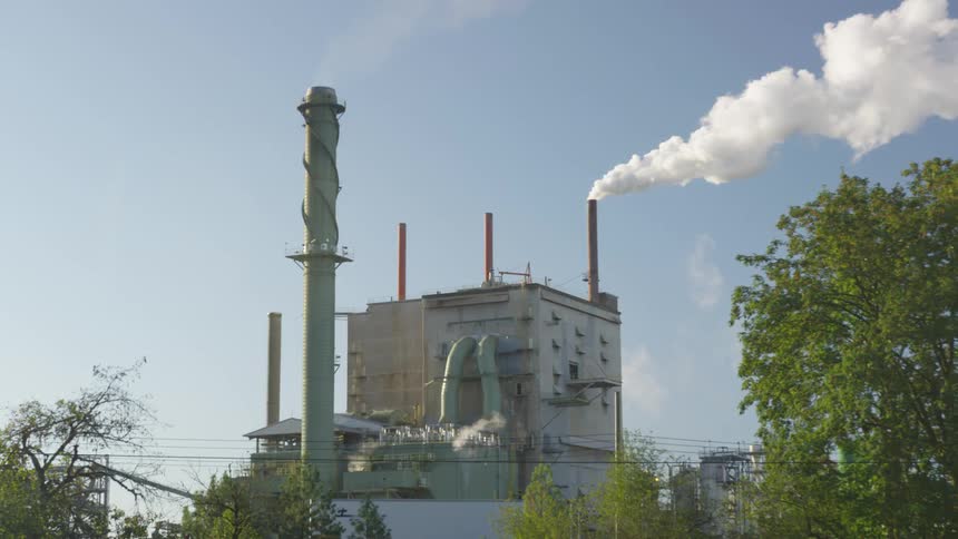 A factory polluting air