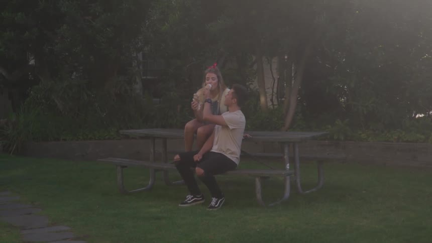 Couple dating at the park