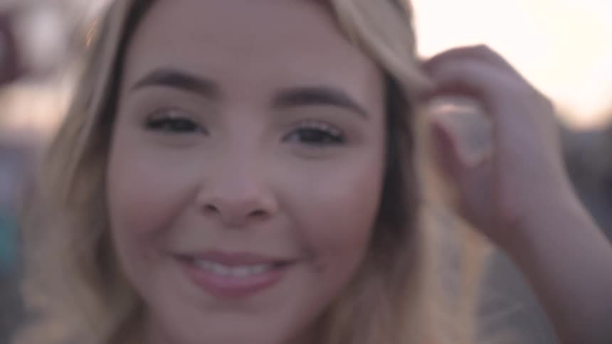 Close up of a young white girl smiling