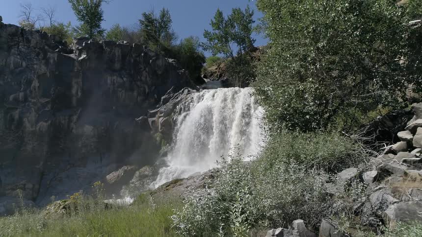 Water is flowing from a waterfall