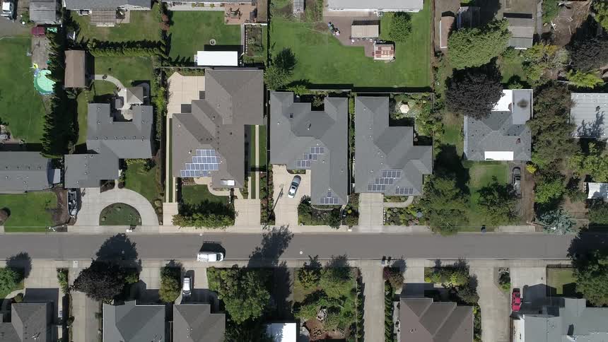 An aerial view of a neighborhood
