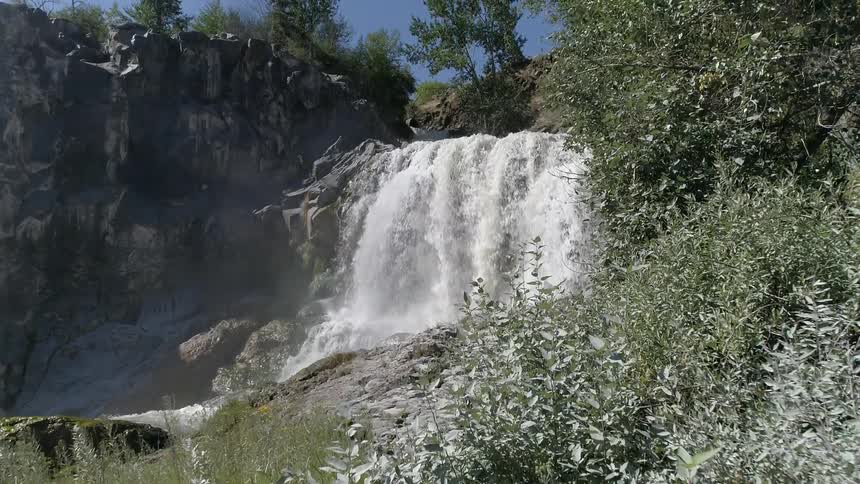 A scenery of a waterfall