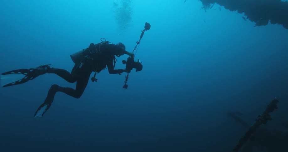 A diver underwater