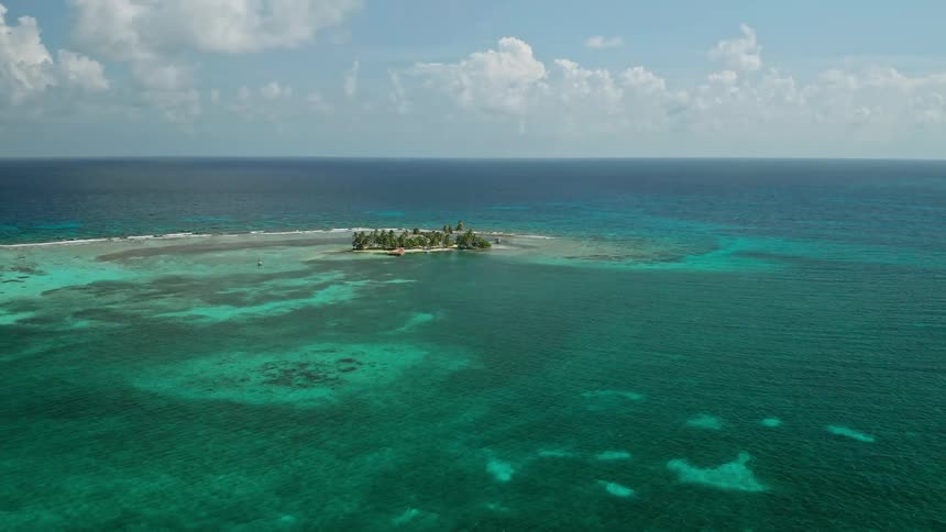 A tropical islet viewed from the air