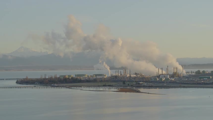 Aerial perspective of industrial pollution