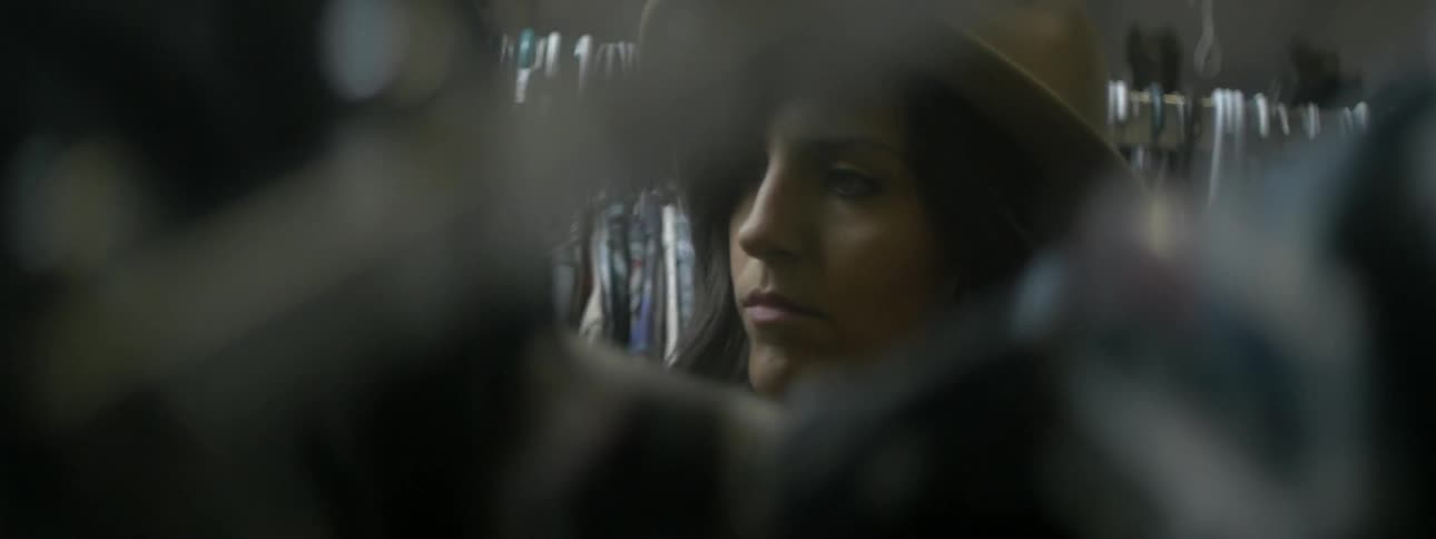 A woman shops for clothes