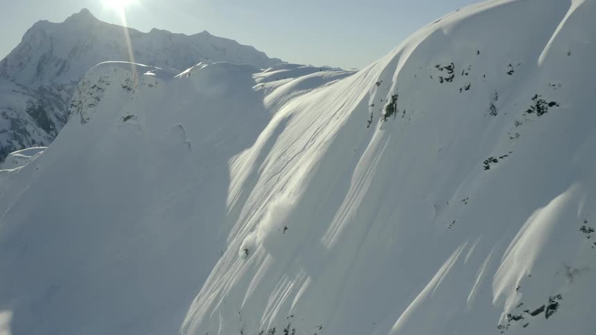 A scenery on the snowy mountain
