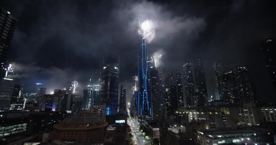 Fireworks go up over downtown