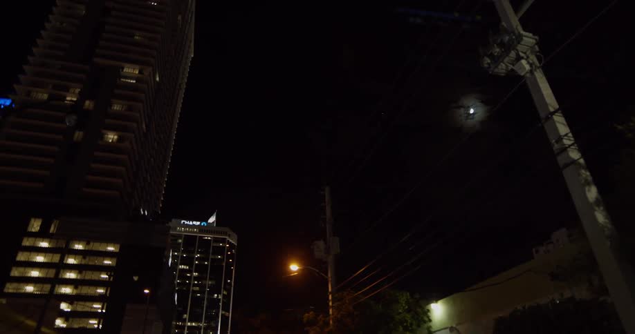 A scenery of city light and skyline at night