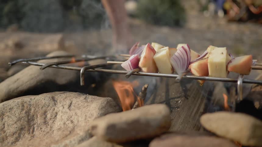 Grilling over an open fire
