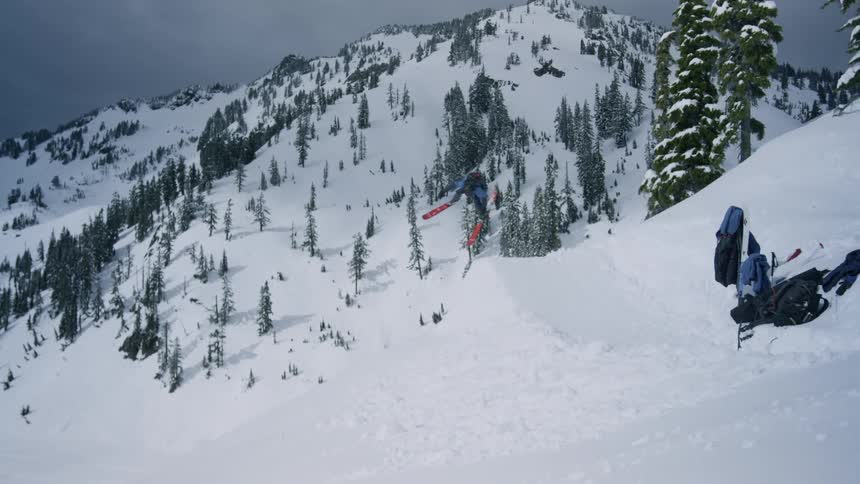 A skier goes off a jump