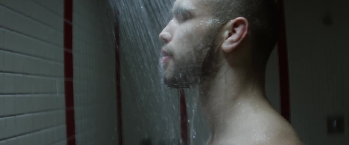 A man having a shower