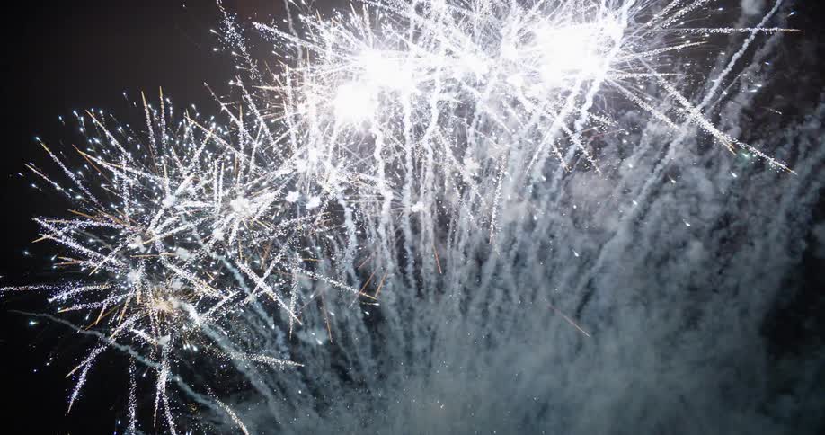 A footage of fireworks exploding in the sky