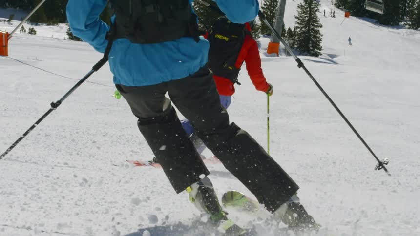People skiing at the mountain hill