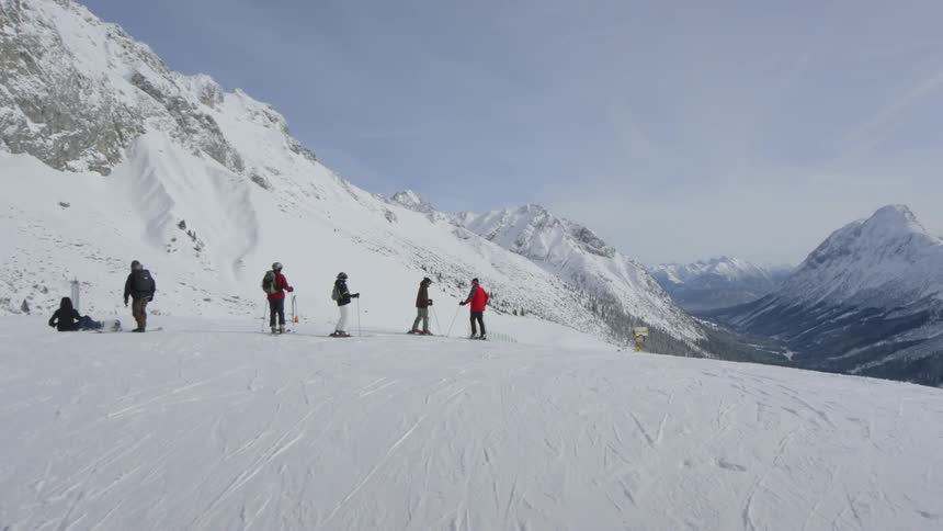 A scenery of a snowy mountain peak