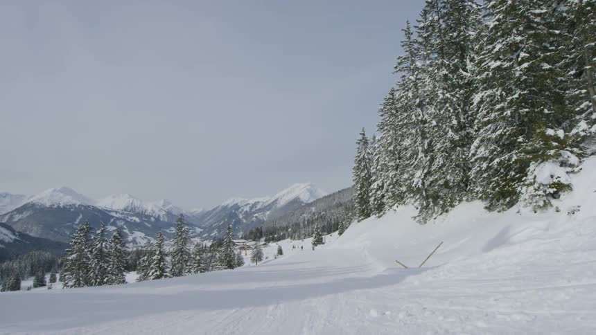 A point of view footage of a man skiing