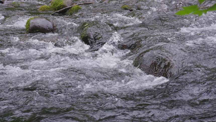 River water flows over rocks