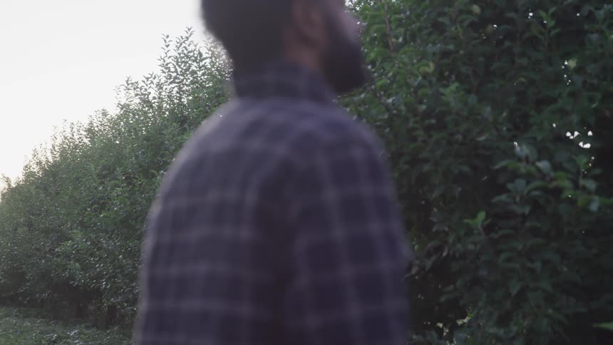 A man stares into the bushes
