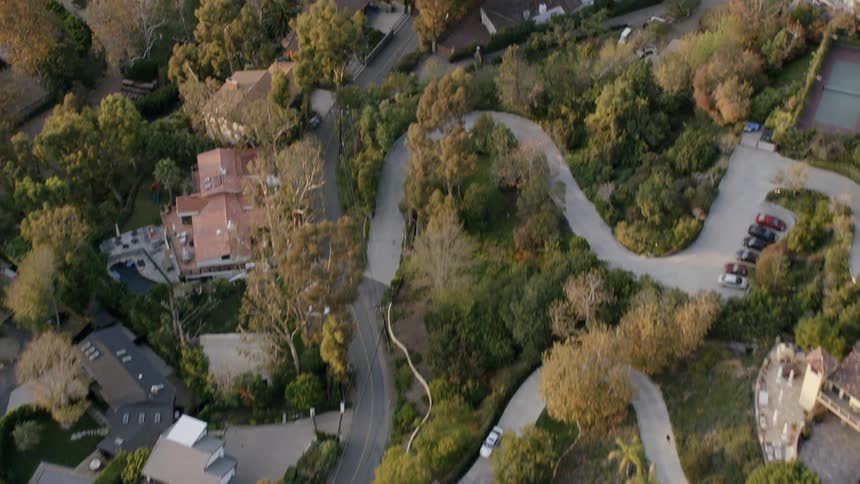 Roads wind throughmountain neighborhood