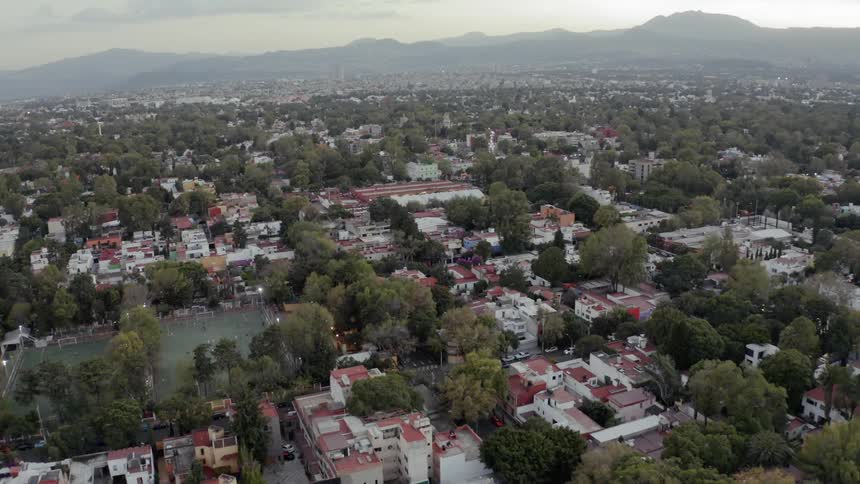 An aerial view of a city