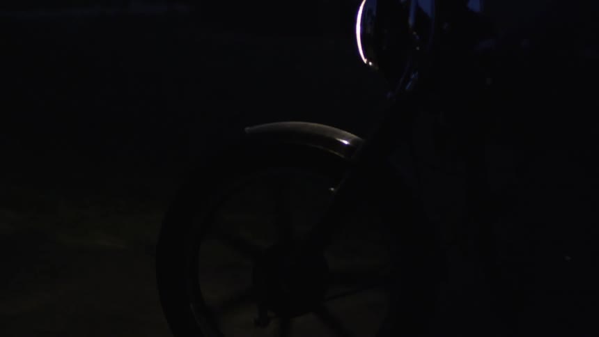 A moving bike with a headlight