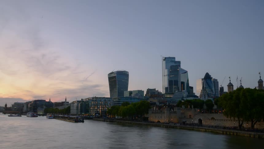A busy waterwayin a city