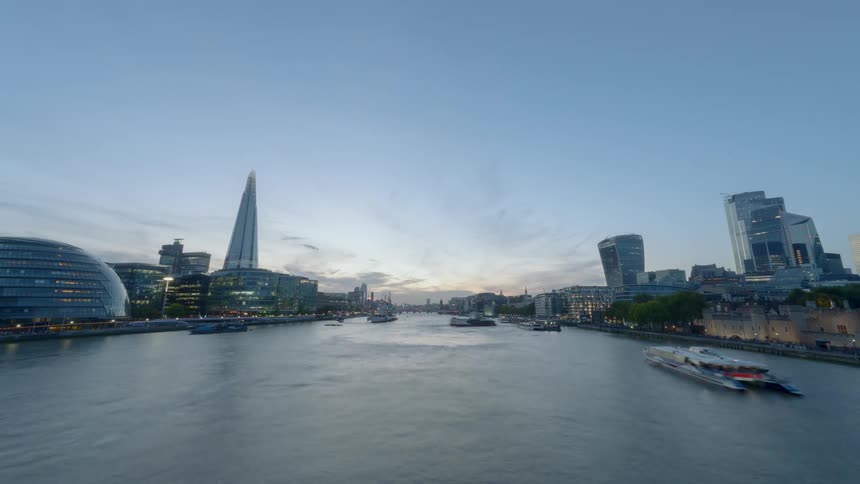 Time lapse of boats on the river thames
