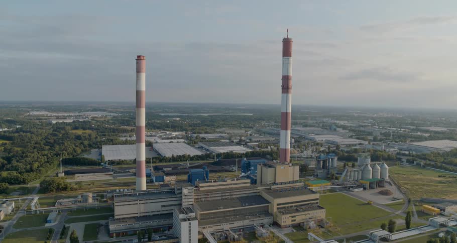 An aerial scenery of a factory building