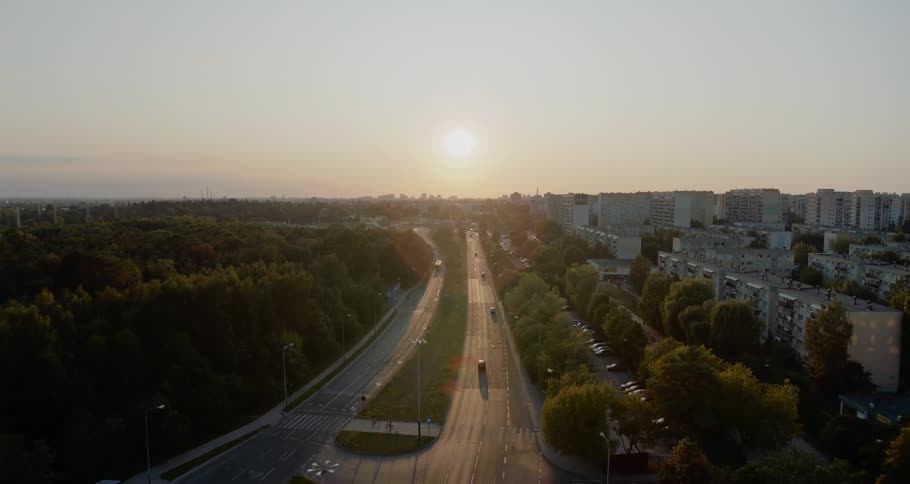 A scenery of a high way at dawn