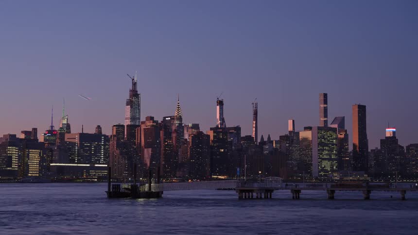A waterway bordering a metropolis