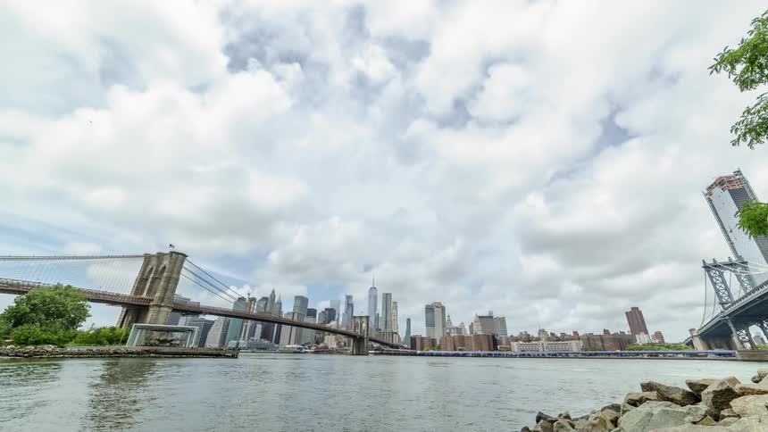 The brooklyn bridge and nearby bridge in new york city