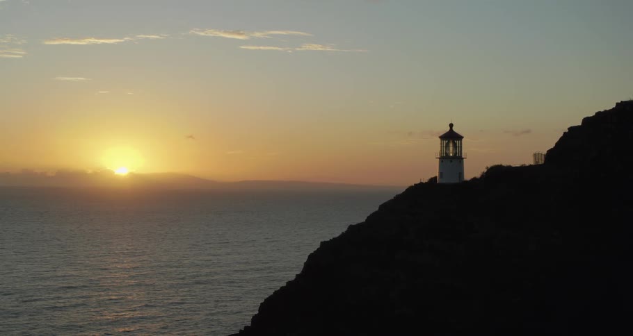 A lighthouse overlooks the ocean