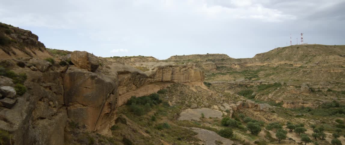 Mesa in the badlands during the day