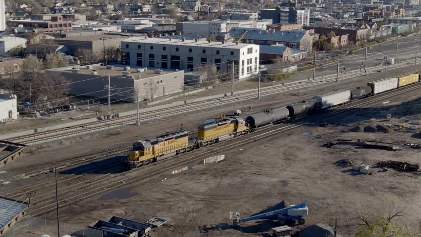 A train sits motionless on a track