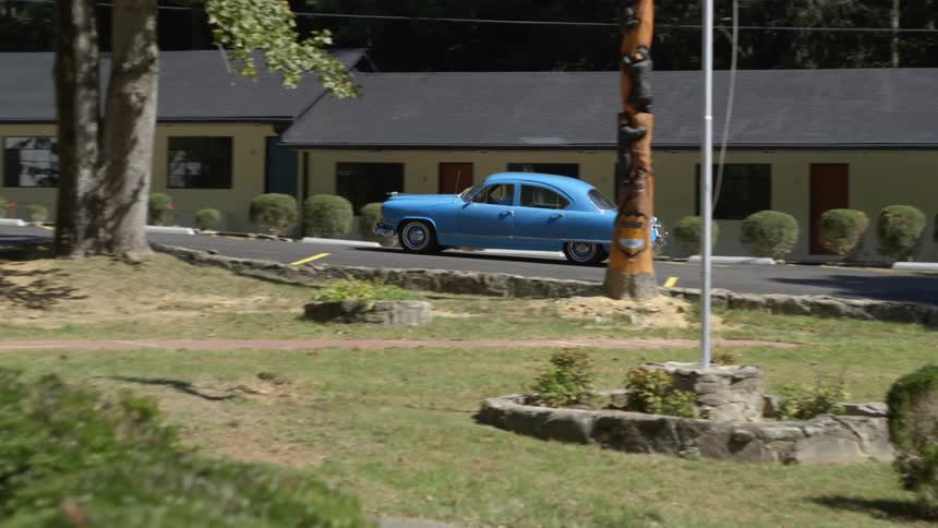 A car drives through