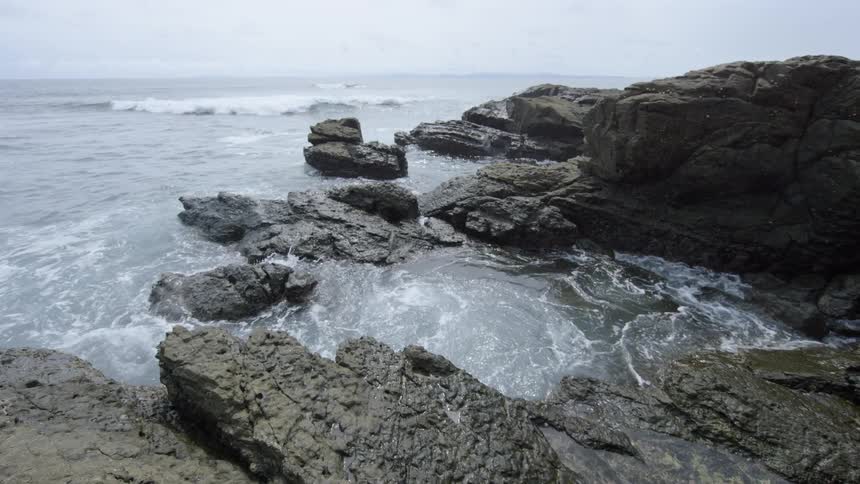 Water moves towards the shoreline