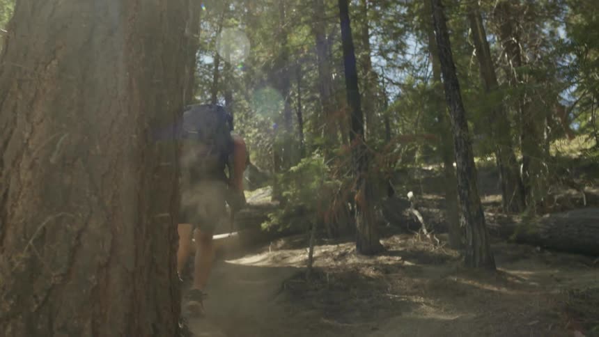 A man walks on the trail