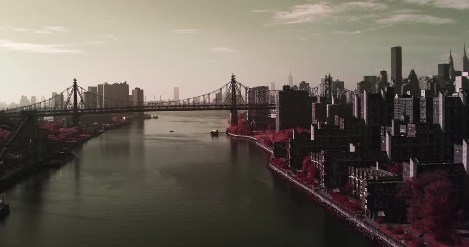 Two bridges in a highly urbanised environment scale over a calm river