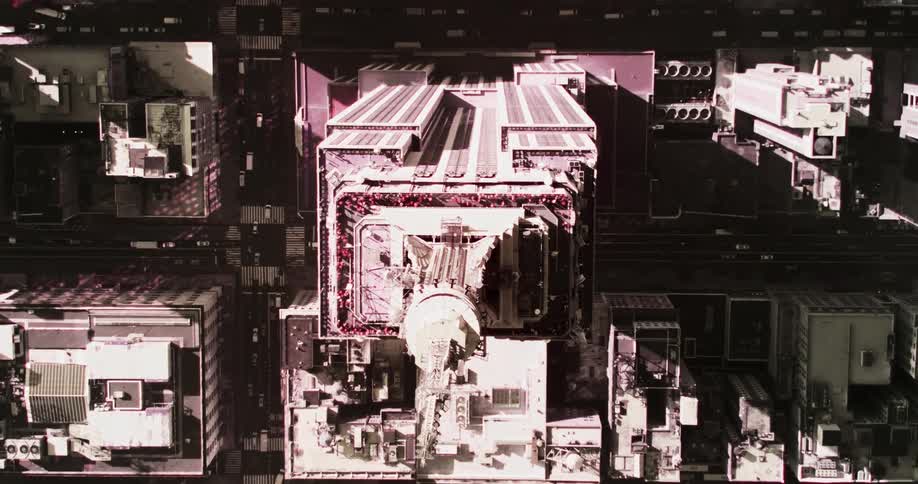 Birds eye view of empire state building in new york
