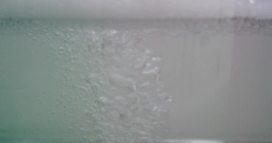 Bubbles float to the surface in a container of water