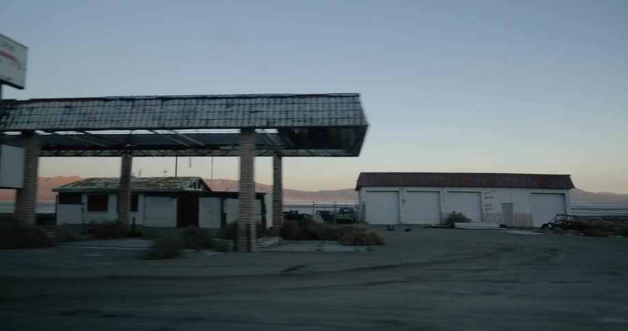 Empty buildings near the water