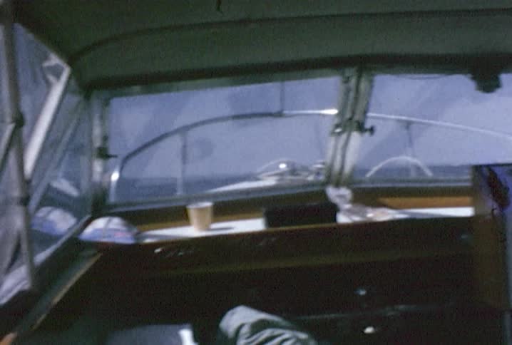 Driving a boat on a clear day