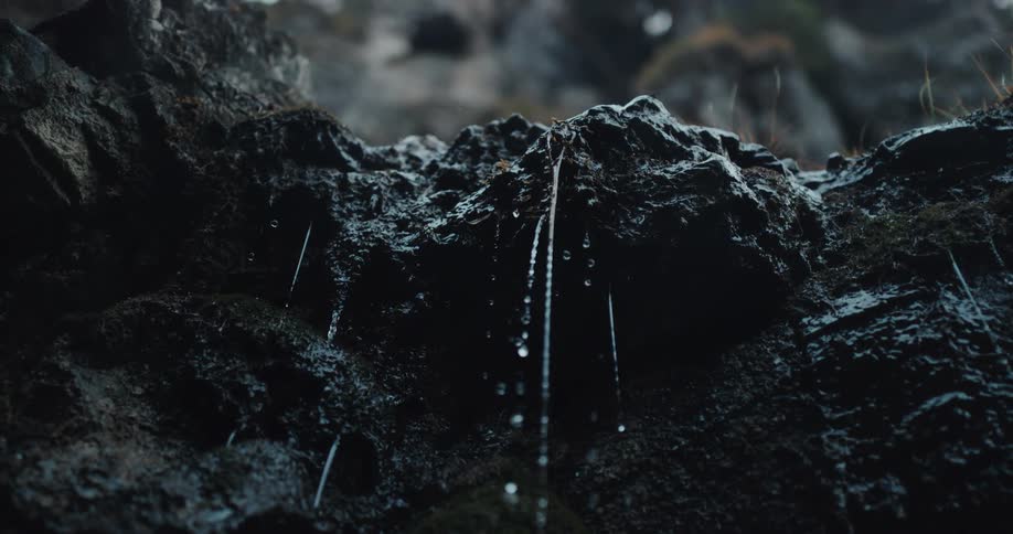 Close up of water dripping off a rock in the canyon